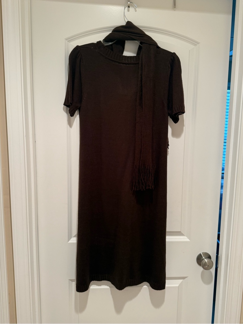 Cato Brown Argyle Cowl Neck Sweater Dress w/ Matching Scarf - Size Medium - Picture 3 of 16